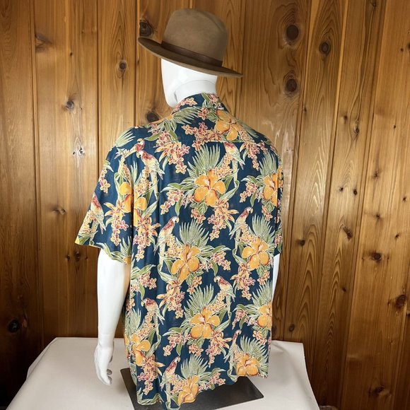 Margaritaville Hawaiian Sz XXL Floral Parrot Button Up Casual Shirt Camp beach - Picture 8 of 10